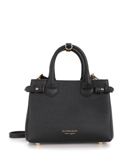 Shop Burberry Banner Small Tote Bag In Black