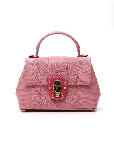 Shop Dolce & Gabbana Lucia Iguana Effect Tote Bag In Pink