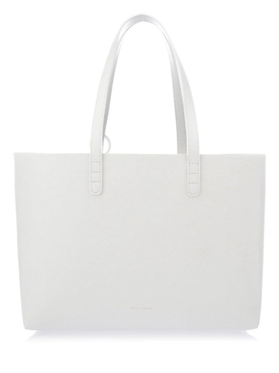 Shop Mansur Gavriel Saffiano Tote Bag In White