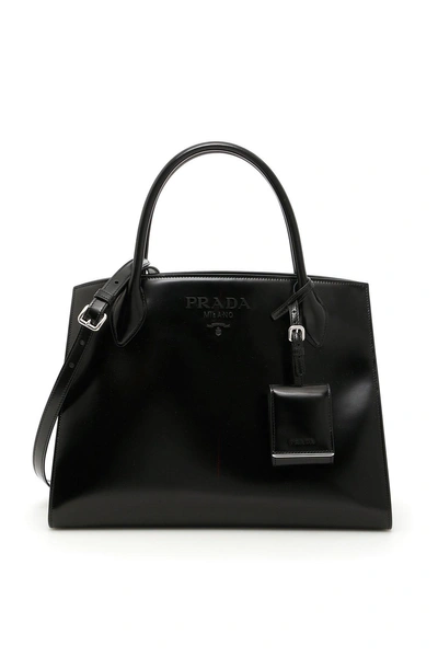 Shop Prada Patent Tote Bag In Black