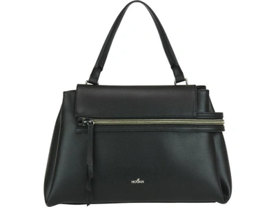 Shop Hogan Asymmetric Zipper Tote Bag In Black