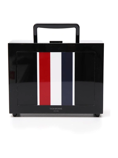 Shop Thom Browne Striped Lunch Box Bag In Black
