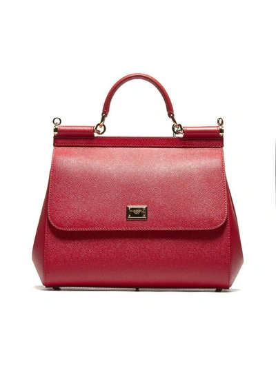Shop Dolce & Gabbana Sicily Large Tote Bag In Red