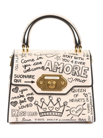 Shop Dolce & Gabbana Welcome Printed Tote Bag In White