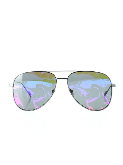 Shop Saint Laurent Rainbow Classic 11 Aviator Sunglasses In Multi