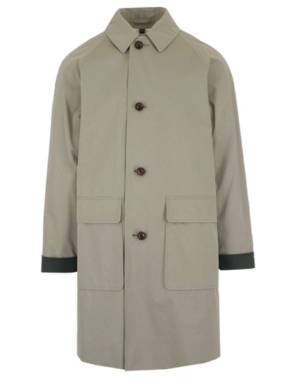 Shop Burberry Gabardine Coat In Khaki