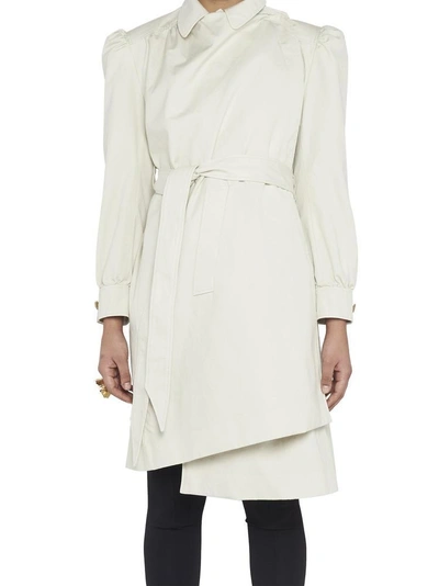 Shop Balenciaga Asymmetric Trench Coat In Cream