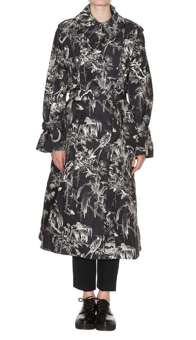 Shop Alexander Mcqueen Floral Printed Trench Coat In Multi