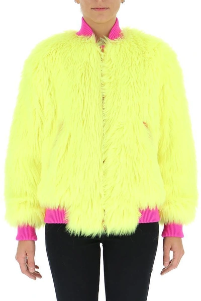 Shop Alberta Ferretti Faux Fur Jacket In Yellow