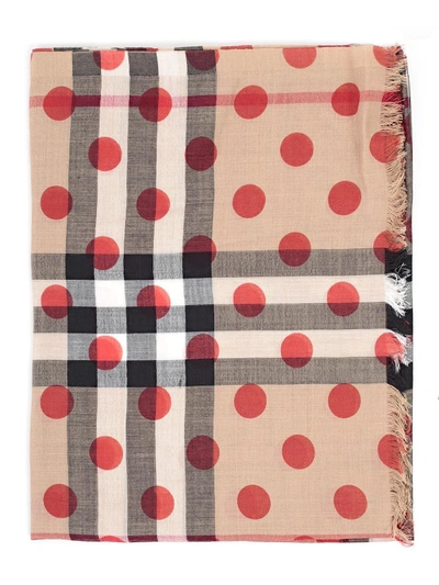 Shop Burberry Polka Dot House Check Scarf In Multi