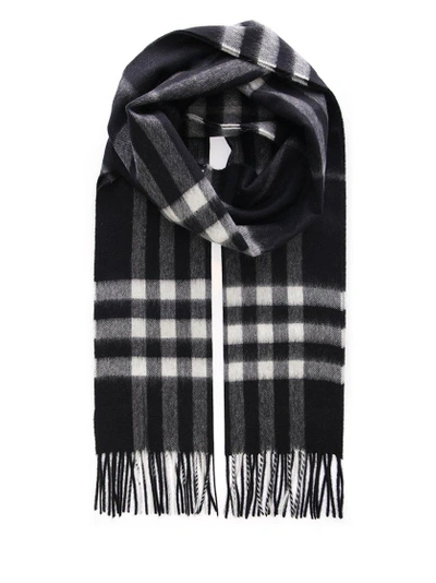 Shop Burberry Cashmere Check Scarf In Black