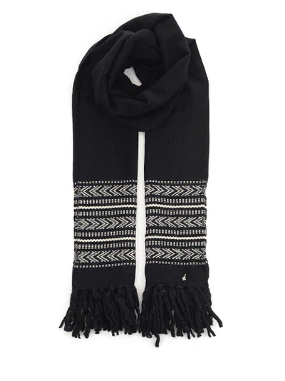 Shop Saint Laurent Ikat Scarf In Black