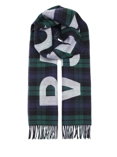 Shop Balenciaga Logo Check Scarf In Multi