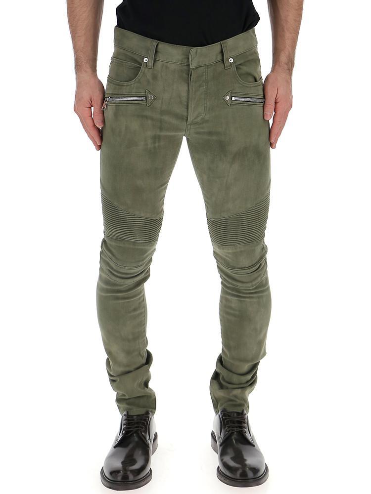 green balmain jeans