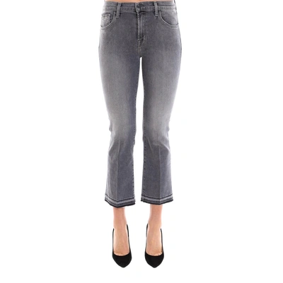 Shop J Brand Cropped Flare Jeans In Grey