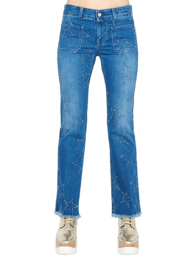 Shop Stella Mccartney Star Crop Flare Jeans In Blue