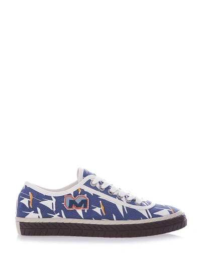 Shop Marni Printed Canvas Sneakers In Blue