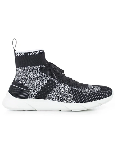 Shop Dior Homme Lace Up Sock Sneakers In Black