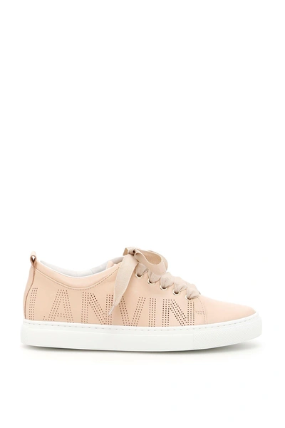 Shop Lanvin Perforated Logo Sneakers In Pink