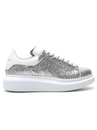 Shop Alexander Mcqueen Glitter Chunky Sole Sneakers In Silver