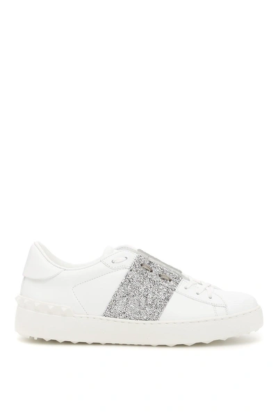 Shop Valentino Garavani Swarovski Open Sneakers In Silver