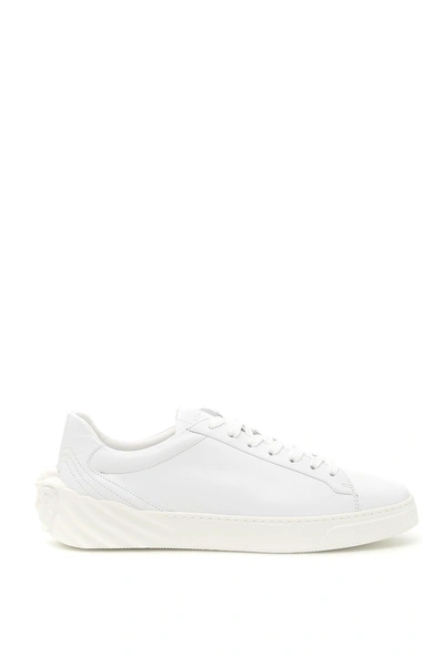 Shop Versace Medusa Leather Sneakers In White