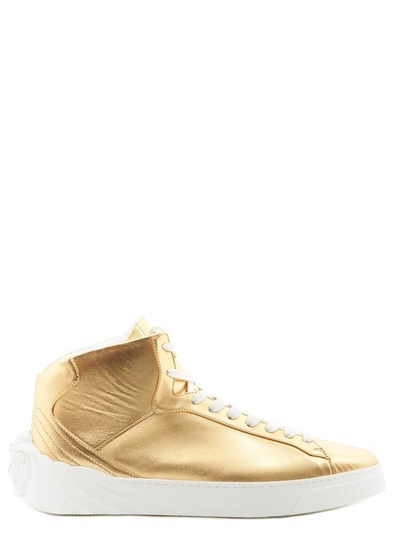 Shop Versace Medusa Sole Hi Top Sneakers In Gold