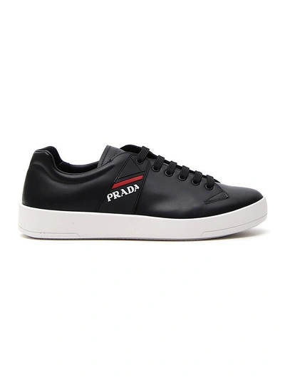 Shop Prada Graphic Sneakers In Black