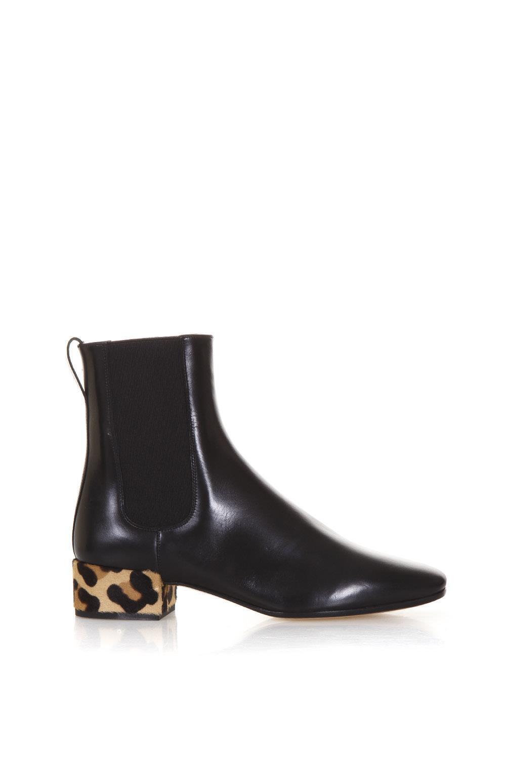 black boots with leopard heel