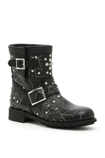 Shop Jimmy Choo Stud Embellished Youth Boots In Black