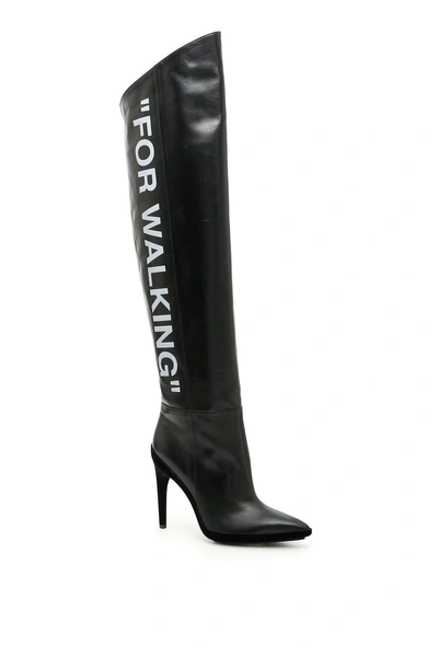 Shop Off-white For Walking Knee Boots In Black
