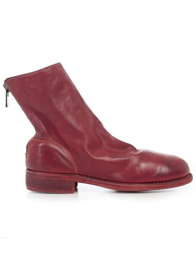 Shop Guidi Rear Zip Boots In Red