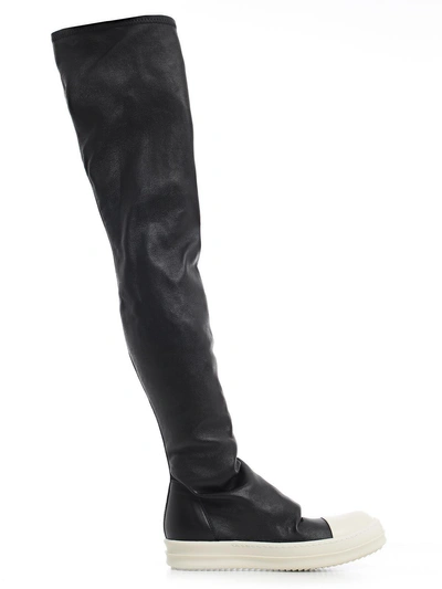 Shop Rick Owens Over The Knee Sneaker Boots In Black
