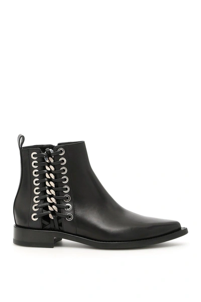 Shop Alexander Mcqueen Chain Detailed Ankle Boots In Black