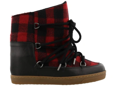 Shop Isabel Marant Nowles Check Snow Boots In Red