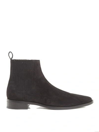 Shop Saint Laurent Wyatt Suede Boots In Black