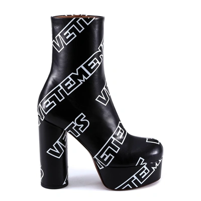 Shop Vetements Printed Platform Ankle Boots In Black