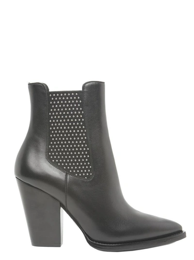 Shop Saint Laurent Theo Leather Boots In Black