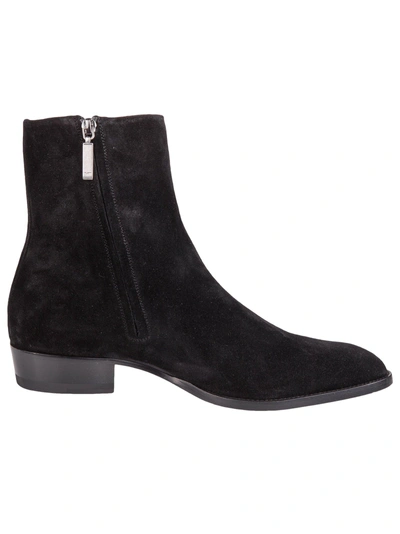 Shop Saint Laurent Suede Ankle Boots In Black