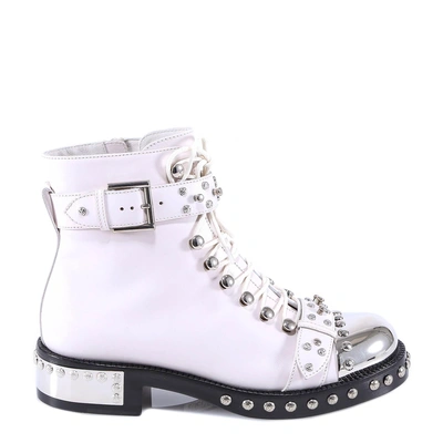 Shop Alexander Mcqueen Toe Cap Studded Boots In White