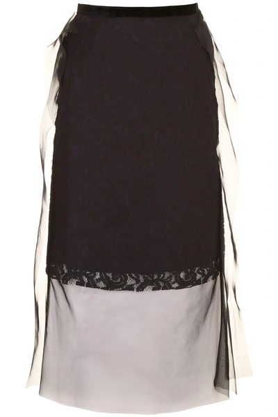 Shop Sacai Sheer Overlay Skirt In Black