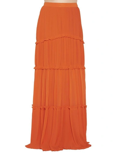 Shop Tory Burch Stella Tiered Maxi Skirt In Red