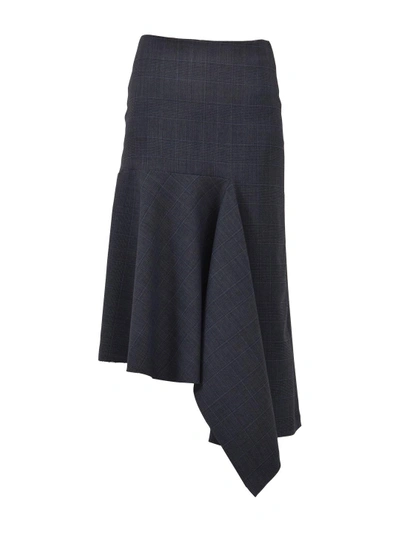 Shop Balenciaga Asymmetric Hem Skirt In Navy