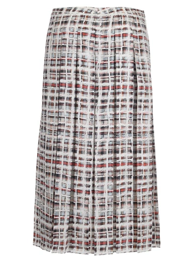 Shop Burberry Check Pleated Skirt In Multicolor