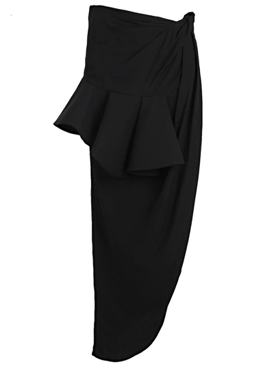 Shop Jacquemus Asymmetric Side Slit Skirt In Black