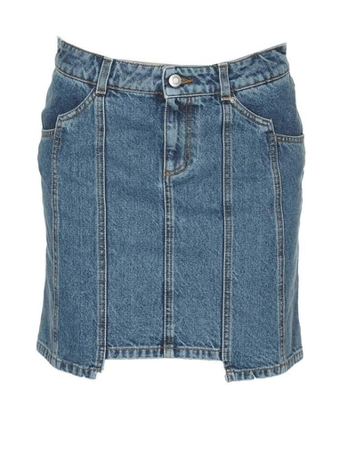 Shop Alexander Mcqueen Panelled Denim Mini Skirt In Blue