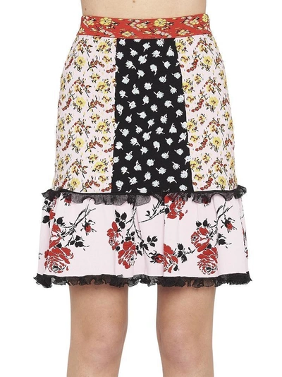 Shop Alexander Mcqueen Contrasting Floral Print Skirt In Multi