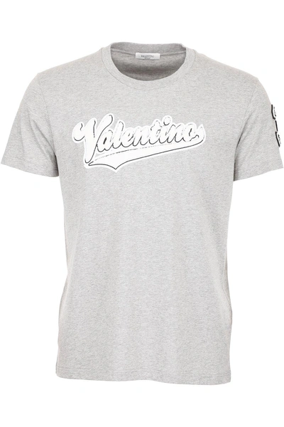 Shop Valentino Textured Logo T In Grey