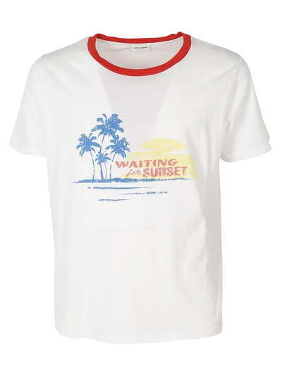 Shop Saint Laurent Waiting For Sunset Printed T In White