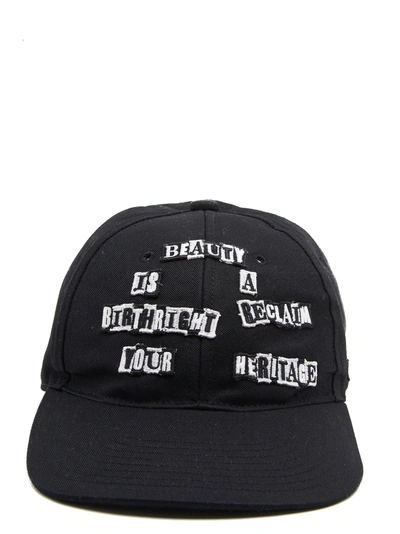 Shop Valentino Garavani Lettering Patch Cap In Black